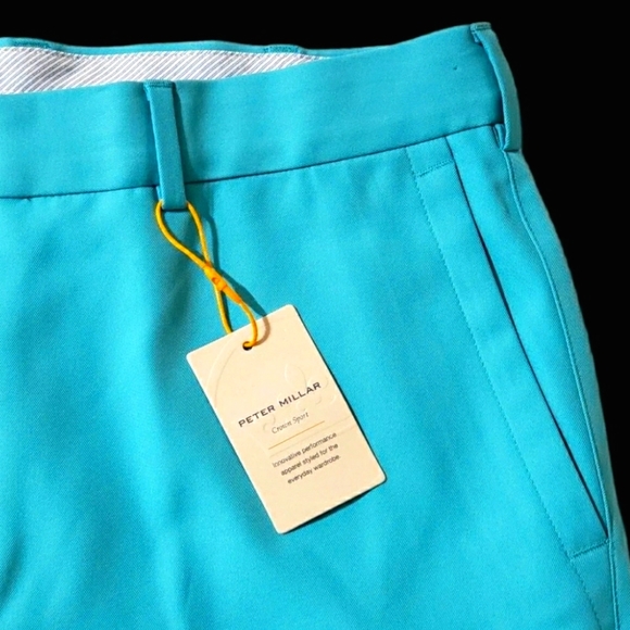 Peter Millar Crown Sport Mens 35 High Drape Blue Performance Stretch Shorts - Picture 8 of 8